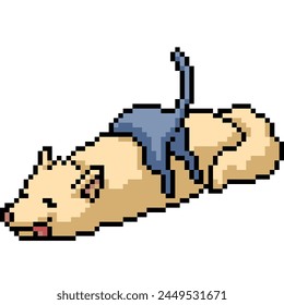 pixel art of cat dog sleep isolated background