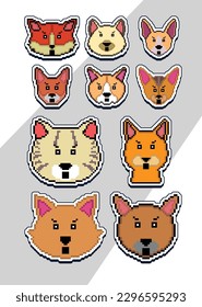 pixel art cat face emoji sticker. pixel sticker design