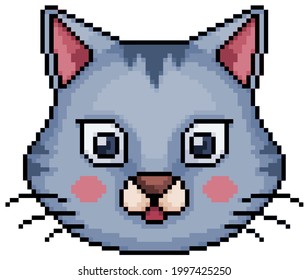 Pixel art cat face icon for 8bit game on white background.
