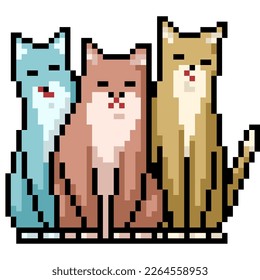 pixel art of cat friend gang