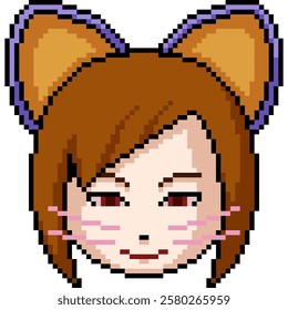 pixel art of cat girl anime isolated background