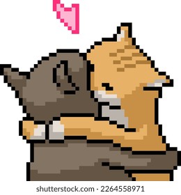 pixel art of cat hug love