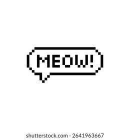 pixel art cat meow text 8 bit icon
