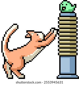 pixel art of cat scratch pillar isolated background