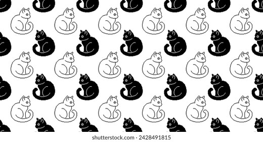 pixel art cat seamless pattern