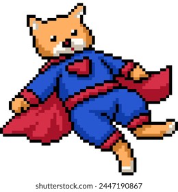 pixel art of cat superhero costume isolated background
