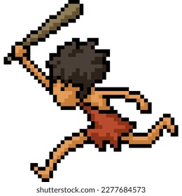 arte de píxel de la ejecución de palo de caverna