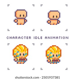 Pixel art character for the game. Sprite idle animation for 2d games