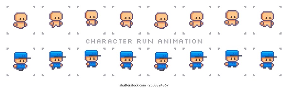 Personaje de arte de píxeles para el juego. Animación de carrera de Sprite para juegos 2d