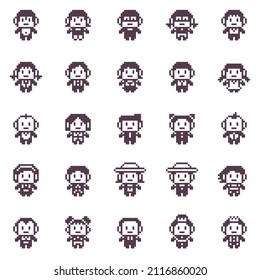 Pixel art character people 8 bit vector illustrator colection