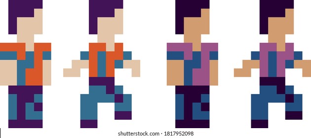 pixel art character standing and jumping