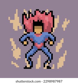 pixel art character super heroes using red and blue color costum good for your project and game design.