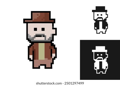Pixel art characters set collection. 8-bit sprite. Game development, mobile app. Isolated vector illustration.
