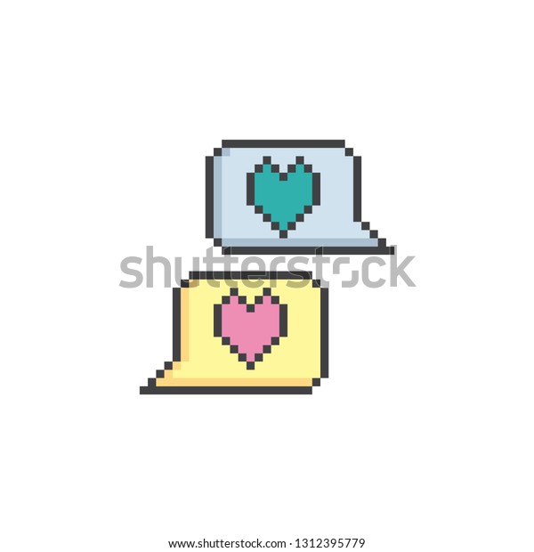 Pixel Art Chat Heart Vector Icon Stock Vector Royalty Free