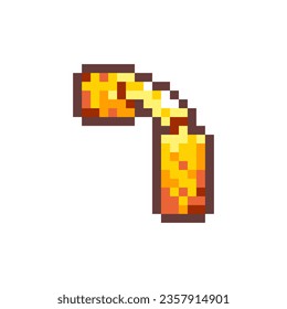 Pixel Art Cheese Stick. Retro 8 bit Style Fast Food Classic Fried Stick of Cheese Illustration. Ideal for Sticker, Retro Decorative Element, Game Asset, Emoji, Patch or Cute Geek Avatar.	