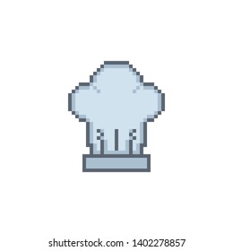 Pixel art chef hat icon. Kitchen utensils vector sign for web, mobile design and 8 bit games.