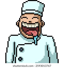 pixel art of chef hungry drool isolated background