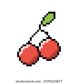 pixel art cherry fruit icon