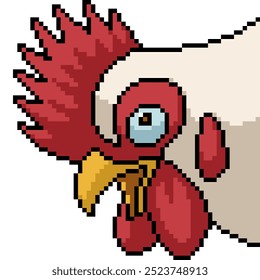 pixel art of chicken head looking isolated background