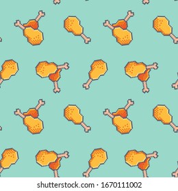 Pixel art chicken leg texture pattern 
Vector illustration.Pixel pattern for wallpaper, web sites, wrapping paper, for fashion prints, fabric, design,for game platform.