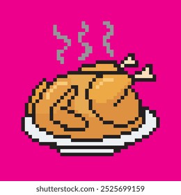 pixel art of a chicken, vector illustration on isolated background.