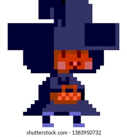 Pixel Art Child Witch Cartoon