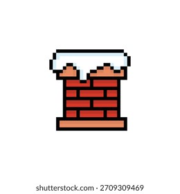 Chimenea del arte del pixel con el icono del Vector de la nieve 8 pedazos para el logotipo del juego de ordenador
