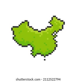 Pixel Art of China Map. 8 Bit Pixel Art. Vector Illustration - EPS 10 Vector