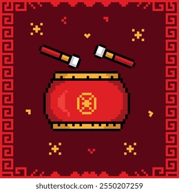 Pixel arte chinês novo ano vetor elemento