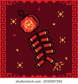 Pixel art chinese new year element vector