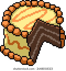 pixel art of chocolate cake missing piece isolated background