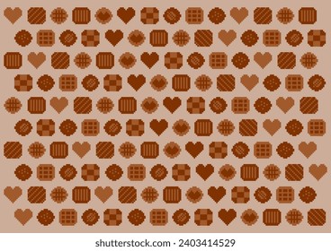 Pixel art chocolate pattern. Vector illustration. Design for wallpapers, backgrounds, wrapping paper, etc.