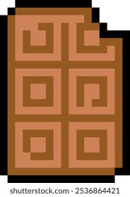 Pixel Art Chocolate Plate Vector Illustration