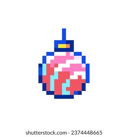 Burbuja de Navidad de Arte Pixel. Estilo Retro 8 bits Feliz Navidad y Feliz Año Nuevo de Navidad. Ideal para Sticker, Elemento Decorativo Retro, Activo de Juego, Emoji, Parche.	