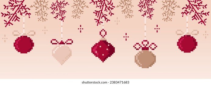 Pixel art Christmas and New Year banner