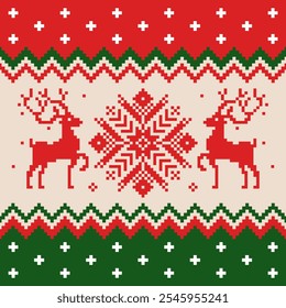 Pixel Art Christmas Pattern Design for Fabric and for all Business