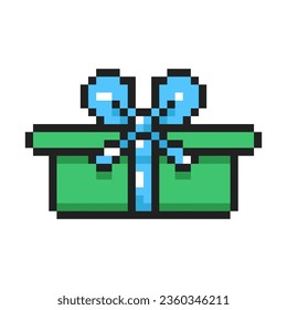 Pixelkunst Weihnachtsgeschenk, Pixelgeschenk, Weihnachtsgeschenkverpackung. Vektorgrafik.