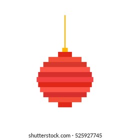 Pixel art Christmas tree ball. Flat design