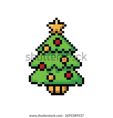 Pixel art christmas tree graphic design vector