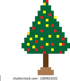 Pixel art christmas tree on a white background