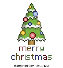 Pixel Art Christmas Tree With Ornaments