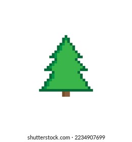 pixel art christmas tree vector  icon pixel element for 8 bit game