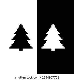 pixel art christmas tree vector  icon pixel element for 8 bit game