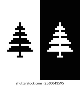 pixel art christmas tree vector icon pixel element for 8 bit game