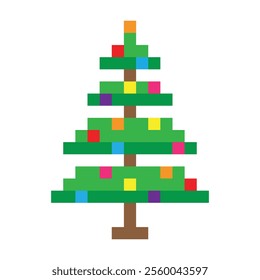 pixel art christmas tree vector icon pixel element for 8 bit game