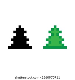 pixel art christmas tree vector icon pixel element for 8 bit game