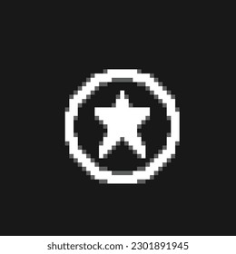 pixel art chrome star in circle within 