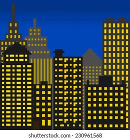 Pixel art cityscape
