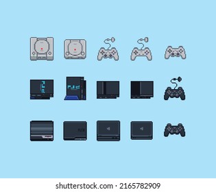 Pixel Art Classic Retro Video Game Play Console Controller Set 32bit