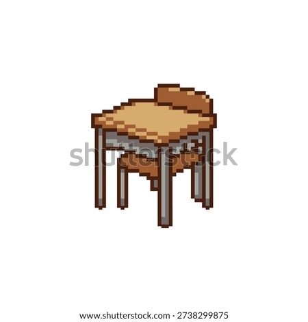 Pixel art classroom desk and chair set for school management tools